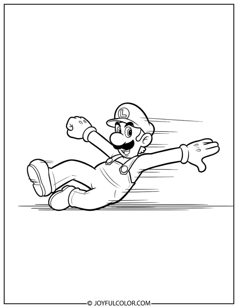 Luigi Sliding Coloring Page