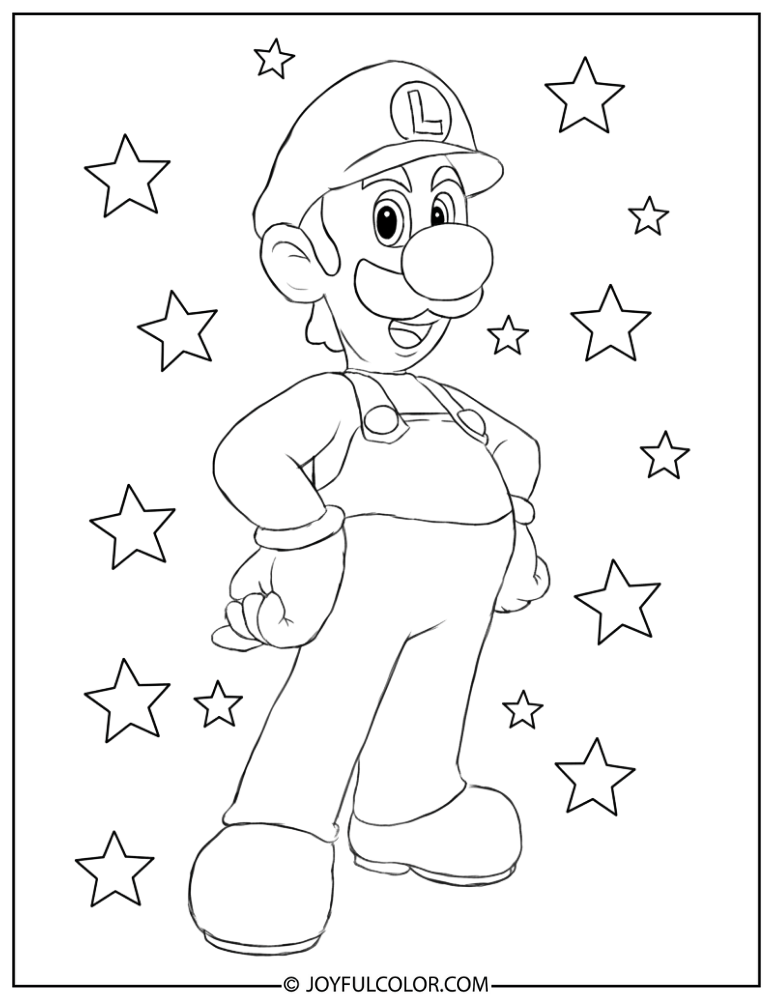 Luigi Smiling Coloring Page