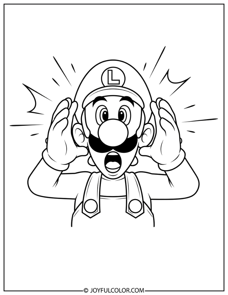 Luigi Surprised Coloring Page