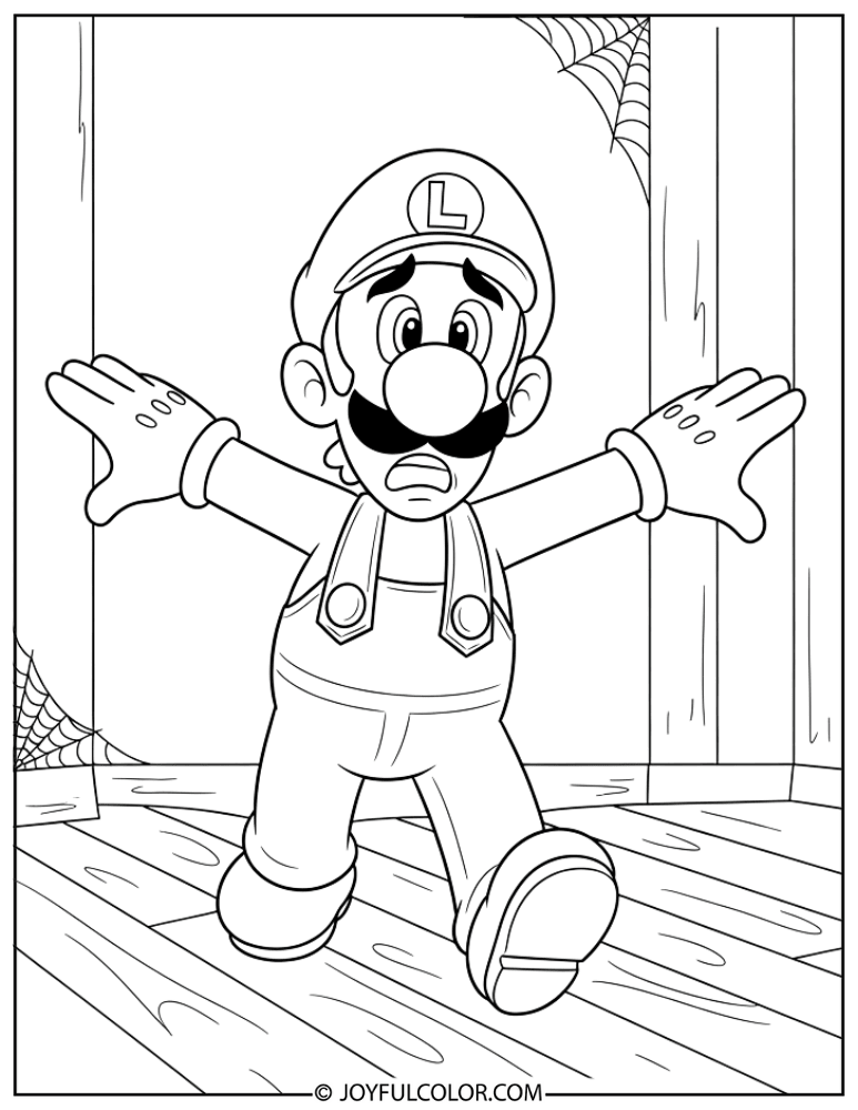 Luigi Tiptoeing Coloring Page