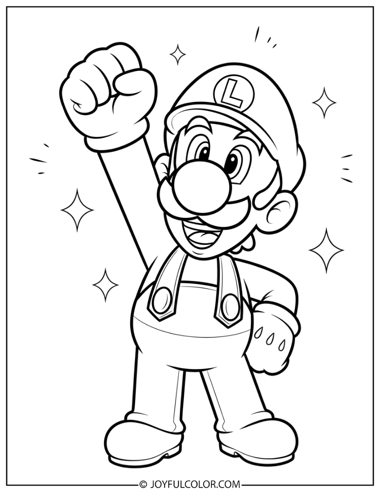 Luigi Victory Coloring Page