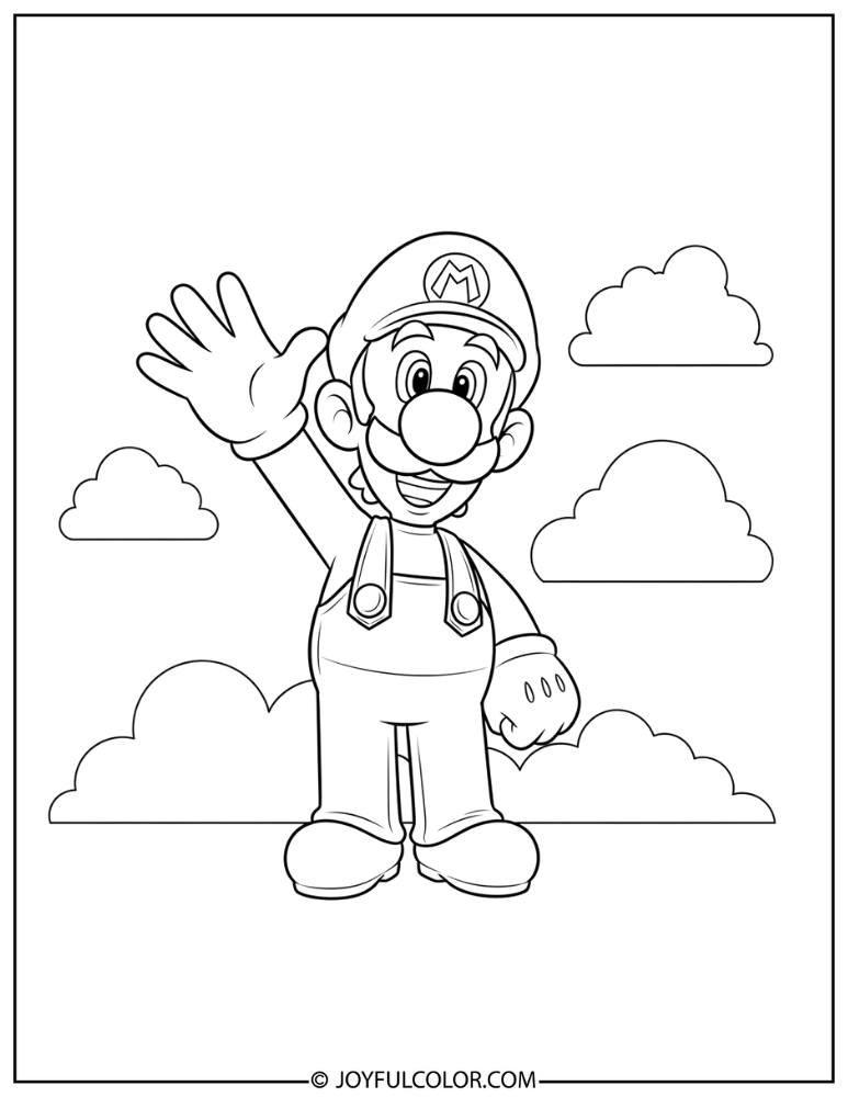 Luigi Waving Coloring Page