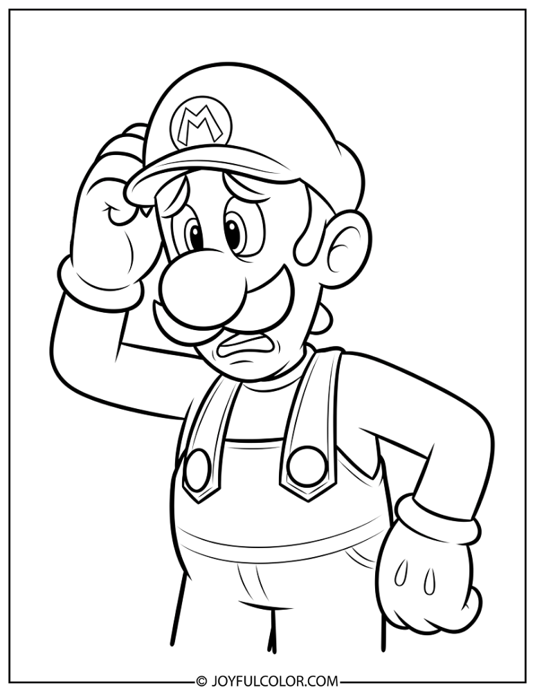 Luigi Worried Coloring Page