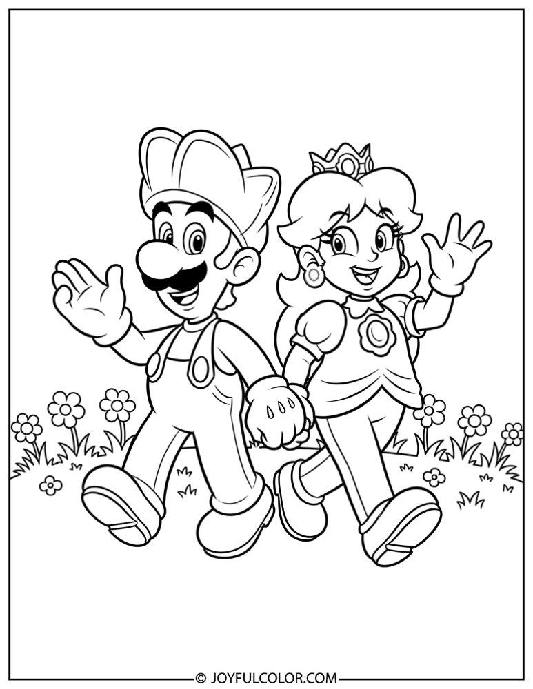 Luigi and Princess Daisy Coloring Page