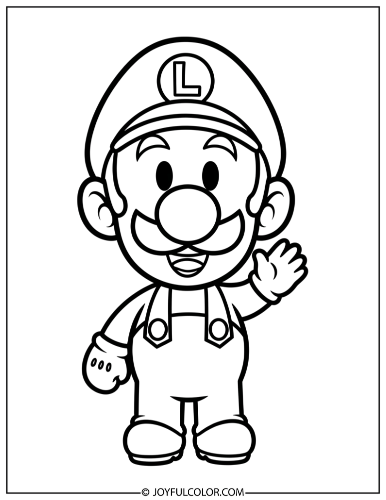 Luigi for Toddlers Coloring Page