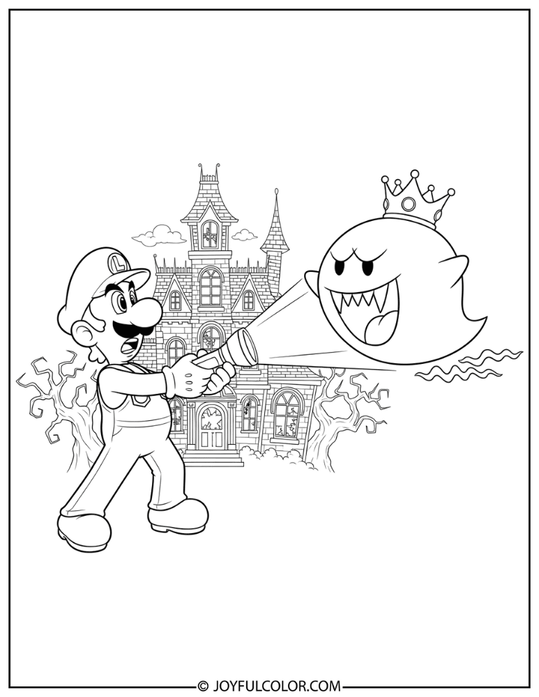 Luigi vs King Boo Coloring Page