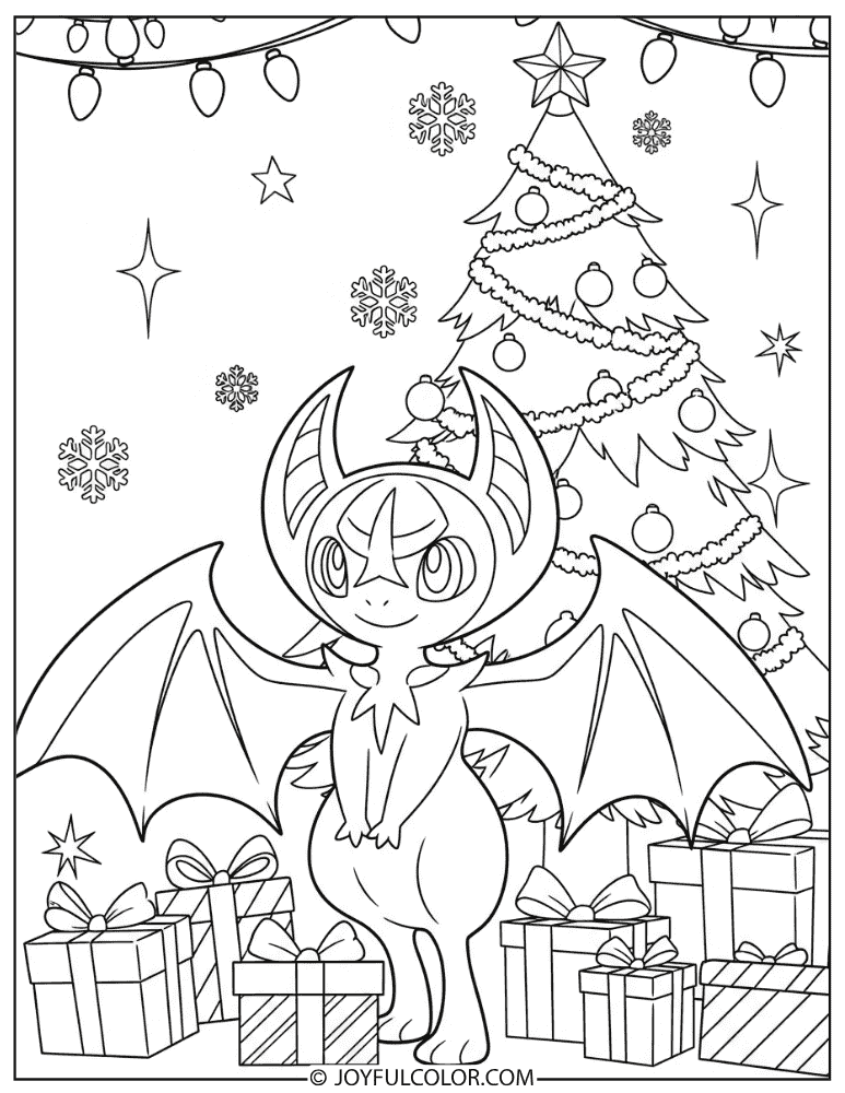 Lunala Christmas Coloring Page