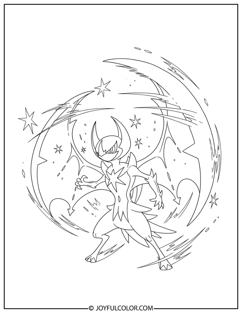 Lunala Fighting Coloring Page