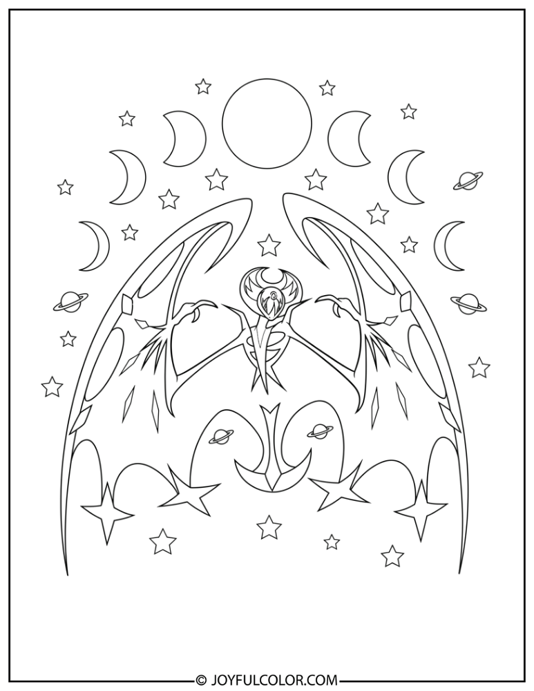 Lunala Full Moon Phase Coloring Page