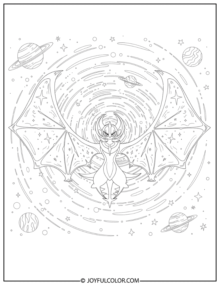 Lunala Galaxy Wings Coloring Page