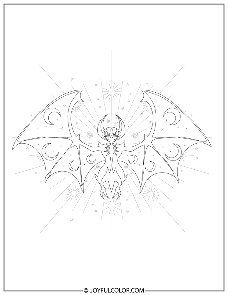 Lunala Glowing Wings Coloring Page
