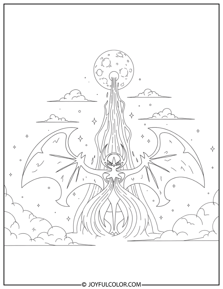 Lunala Moon Power Coloring Page