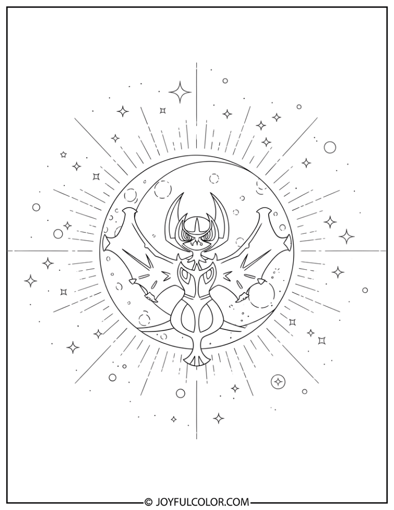 Lunala Radiant Moon Coloring Page