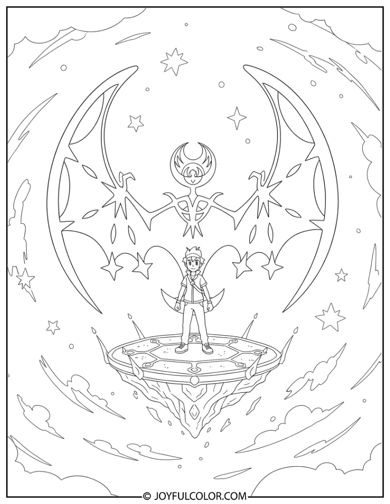 Lunala Riding Coloring Page