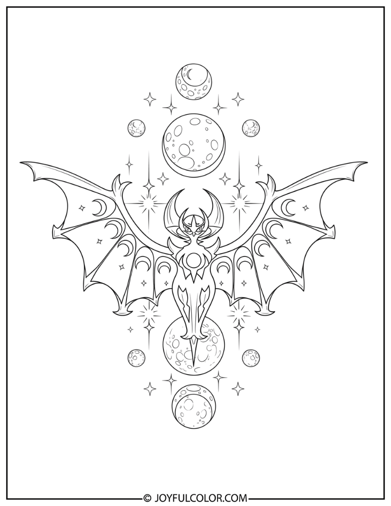 Lunala Stars and Moon Coloring Page