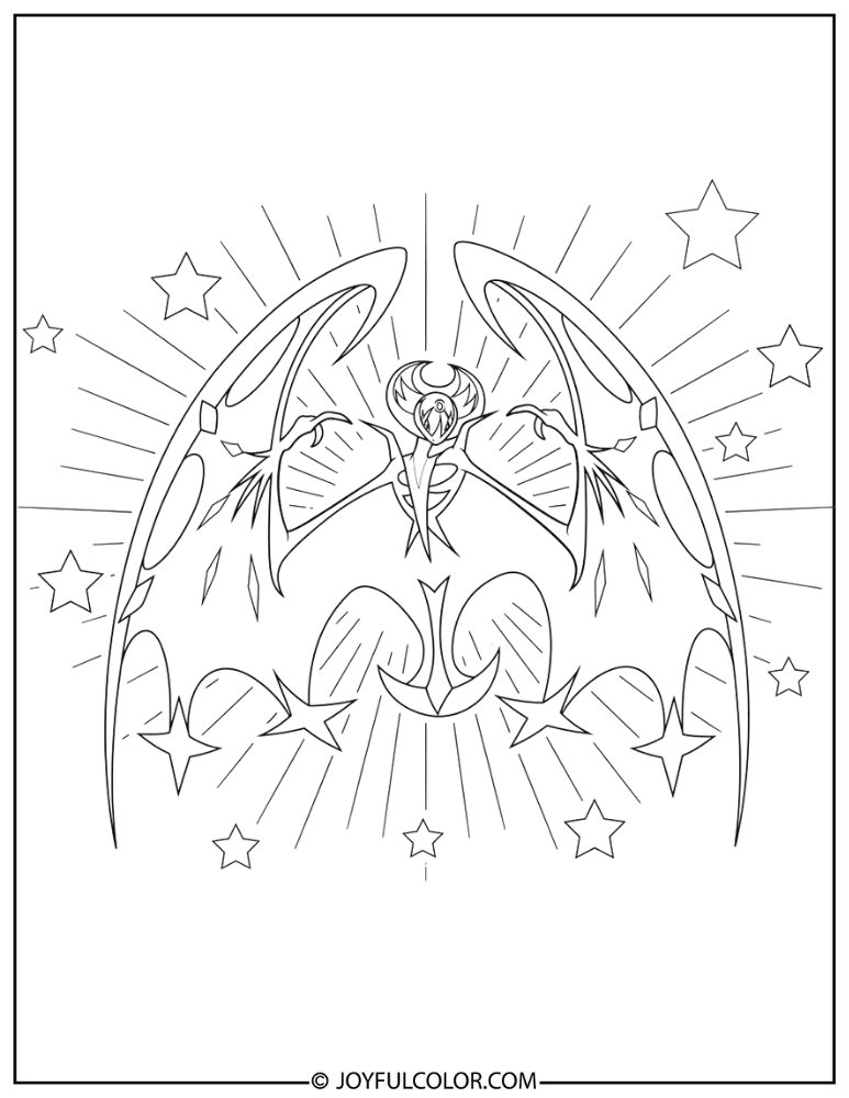 Lunala Wings Spread Coloring Page