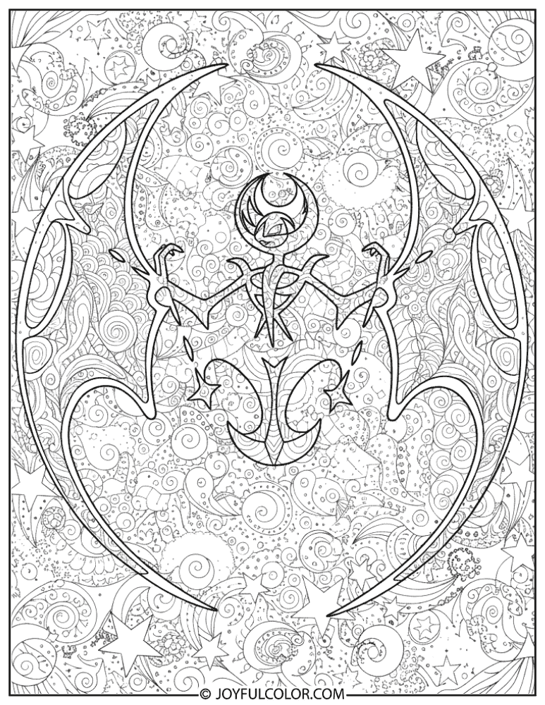 Lunala Zentangle Coloring Page