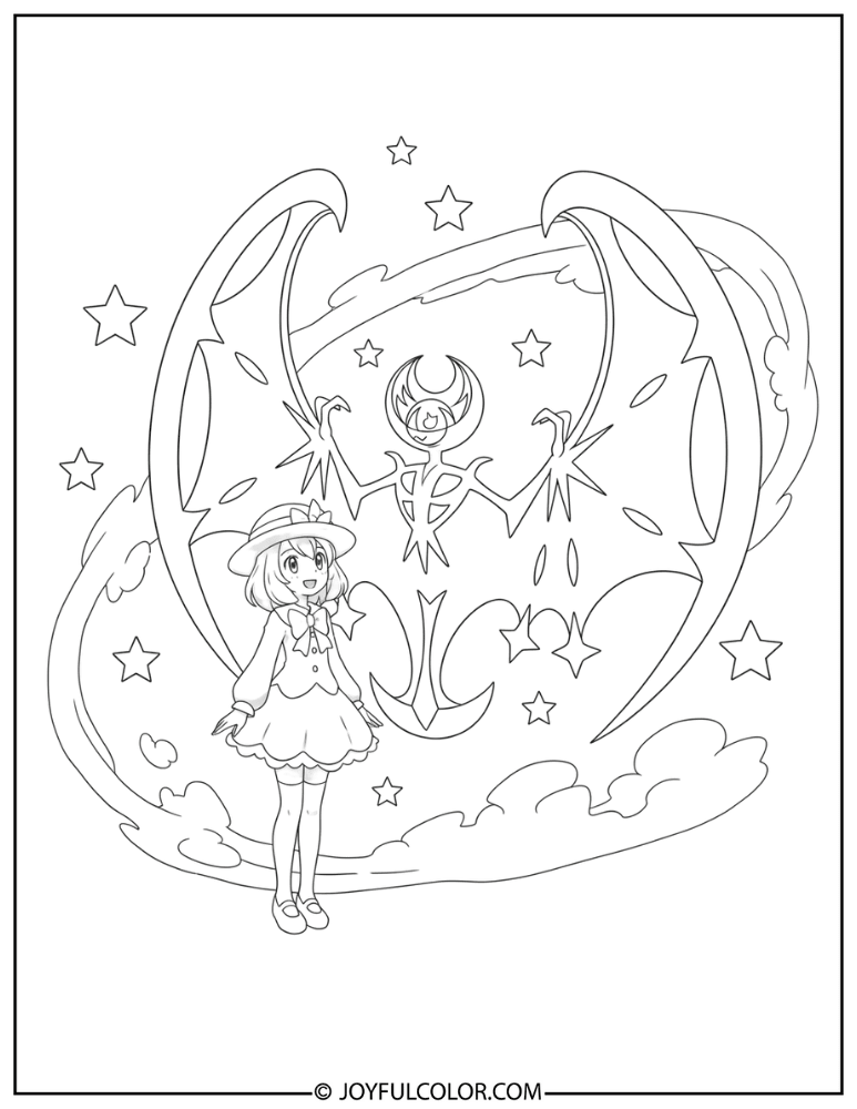 Lunala and Lillie Coloring Page