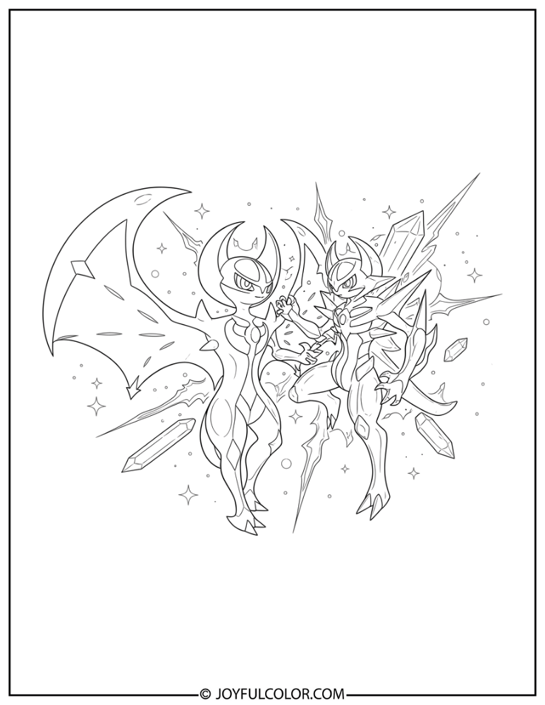 Lunala and Necrozma Coloring Page