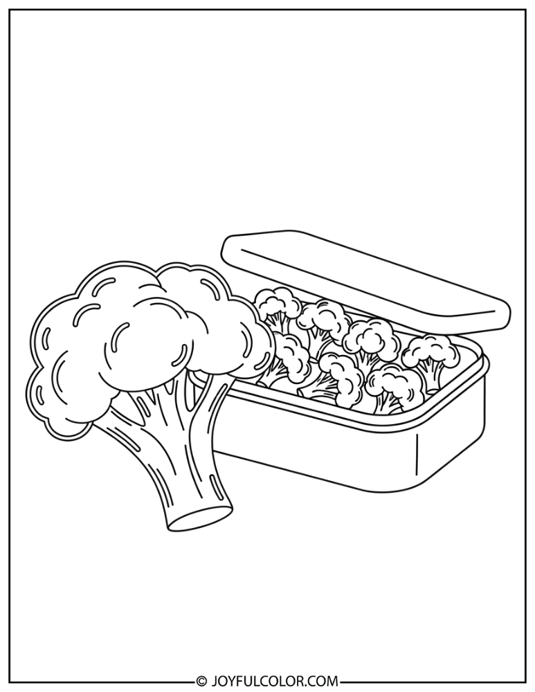 Lunchbox with Broccoli Coloring Page