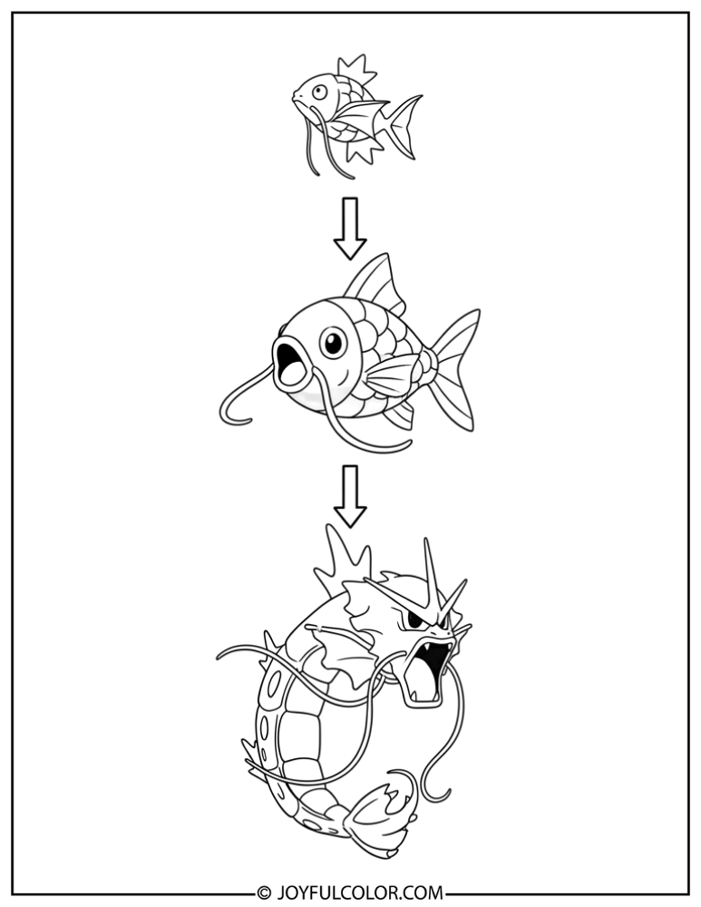 Magikarp Evolution Coloring Page