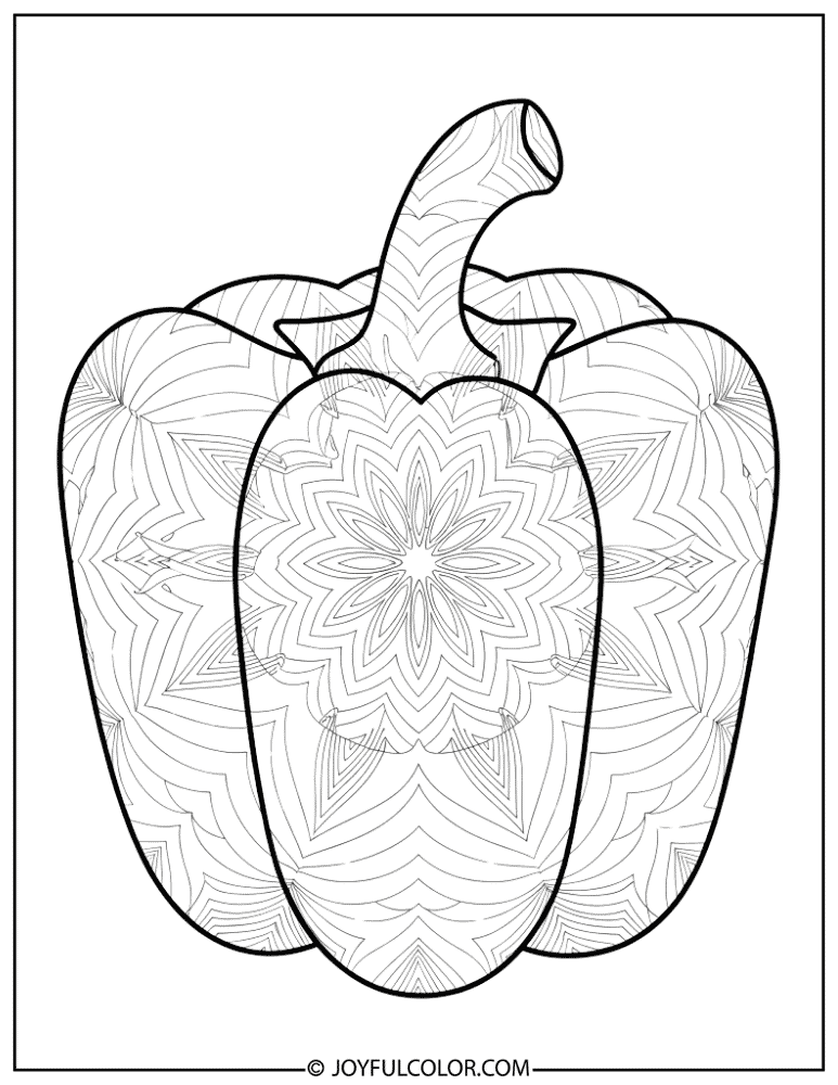 Mandala Bell Pepper Coloring Page