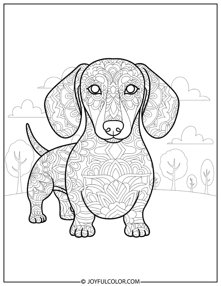 Mandala Dachshund Coloring Page