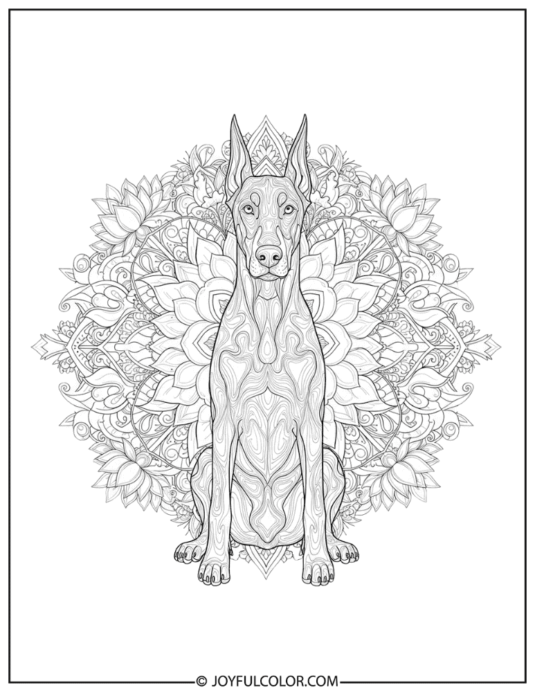Mandala Doberman Coloring Page