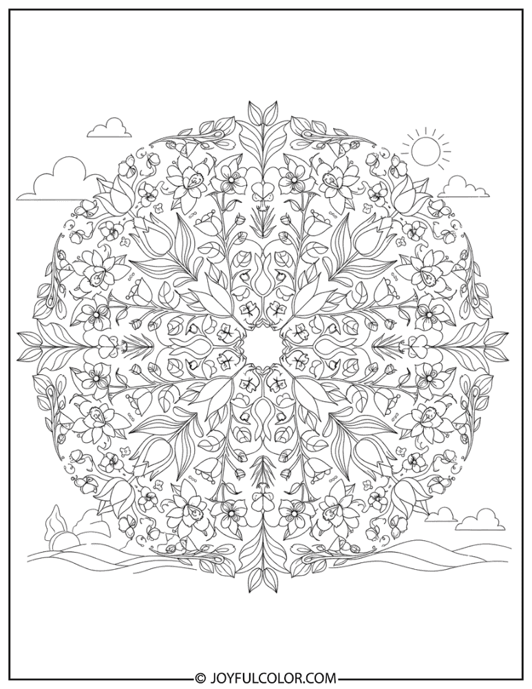 Mandala Flower Garden Coloring Page