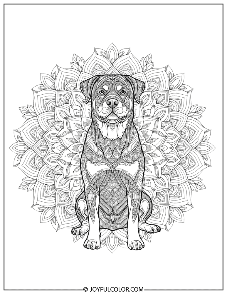 Mandala Rottweiler Coloring Page