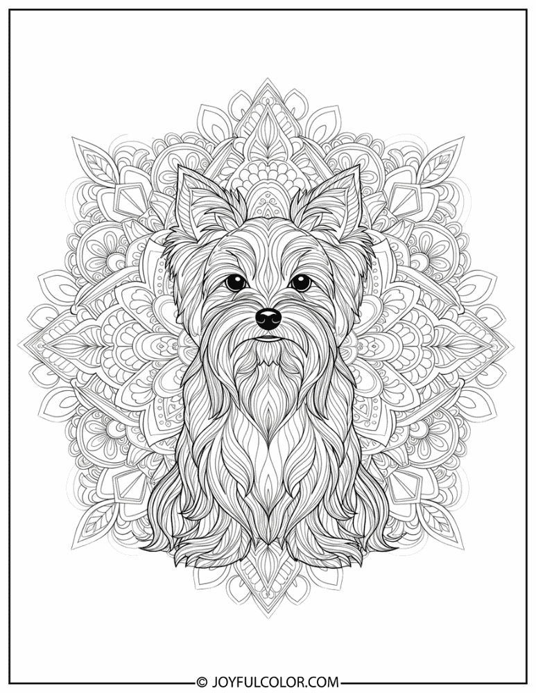 Mandala Yorkie Coloring Page