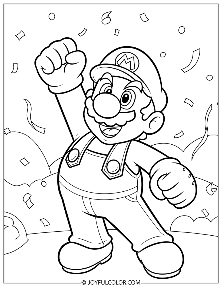 Mario Fist Pump Coloring Page