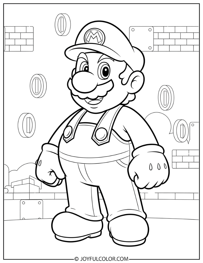 Mario Full Body Coloring Page