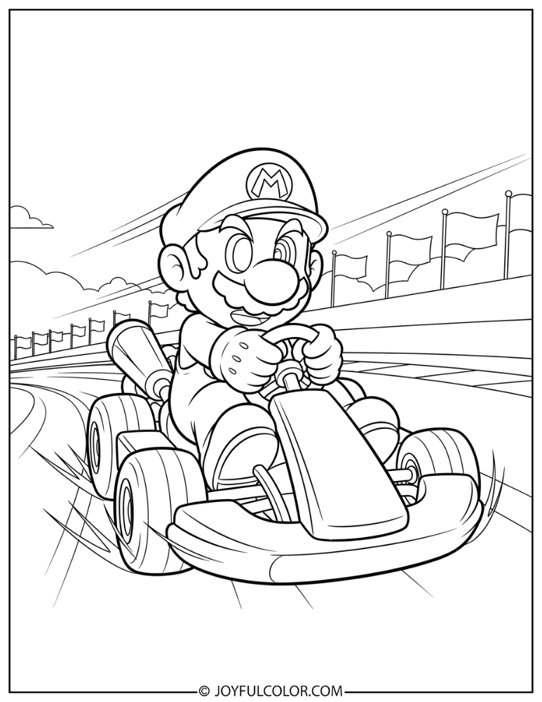 Mario Kart Coloring Page