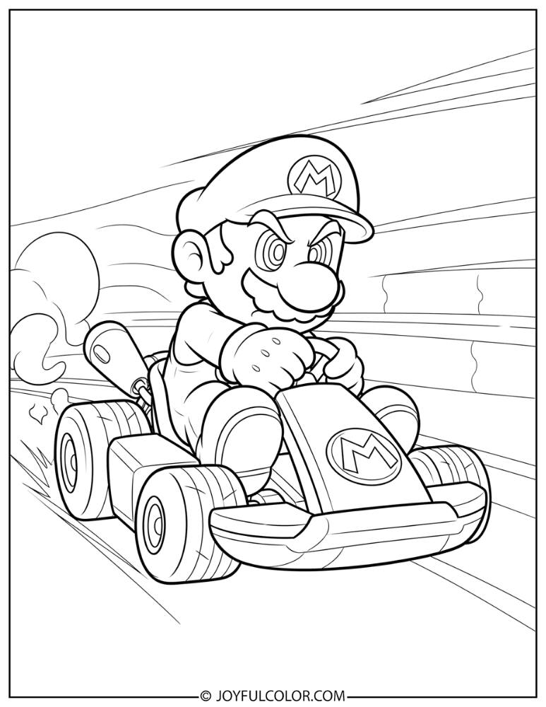 Mario Kart Race Coloring Page