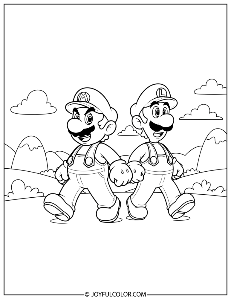 Mario Luigi Adventure Coloring Page