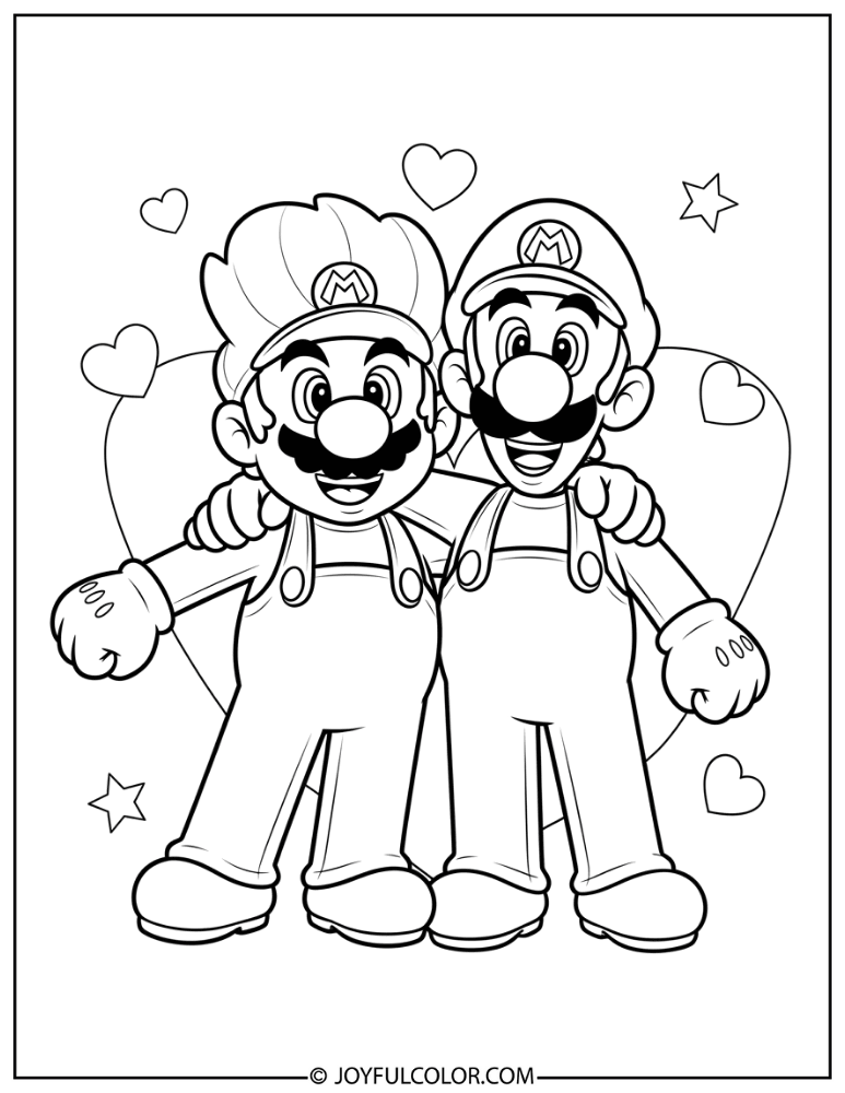 Mario Luigi Brothers Coloring Page