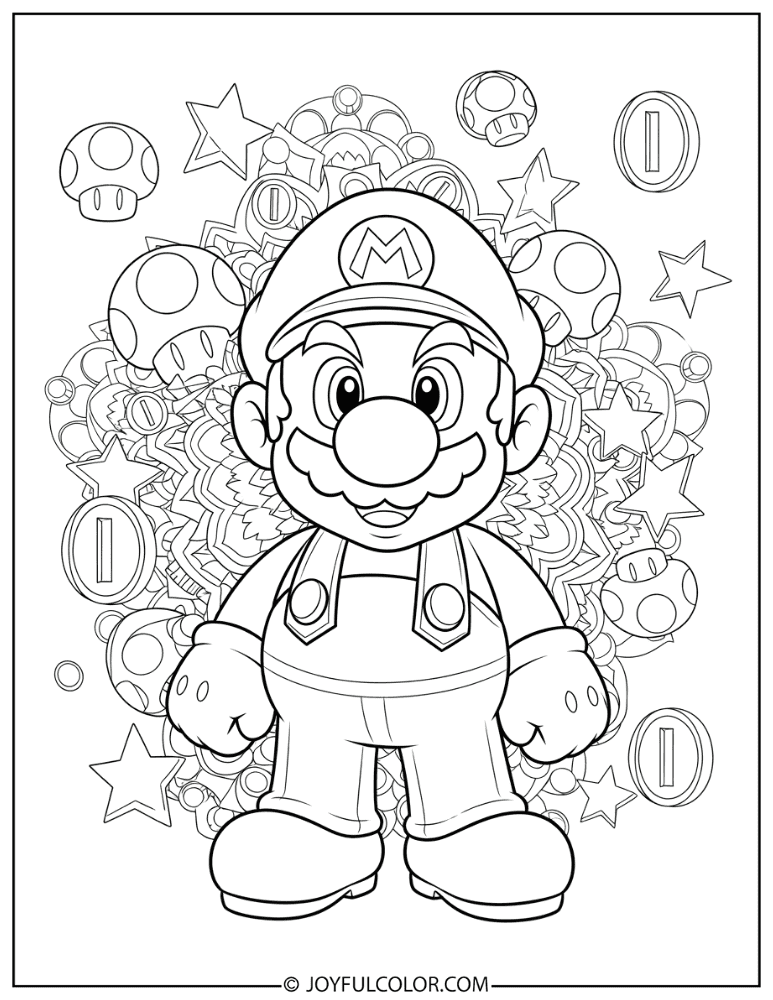 Mario Mandala Coloring Page