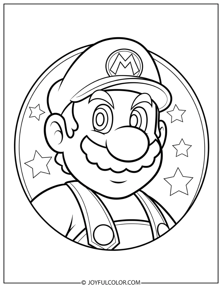 Mario Portrait Coloring Page