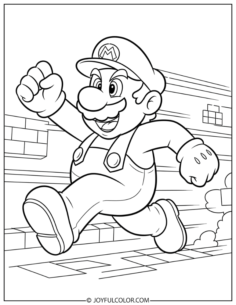 Mario Running Coloring Page