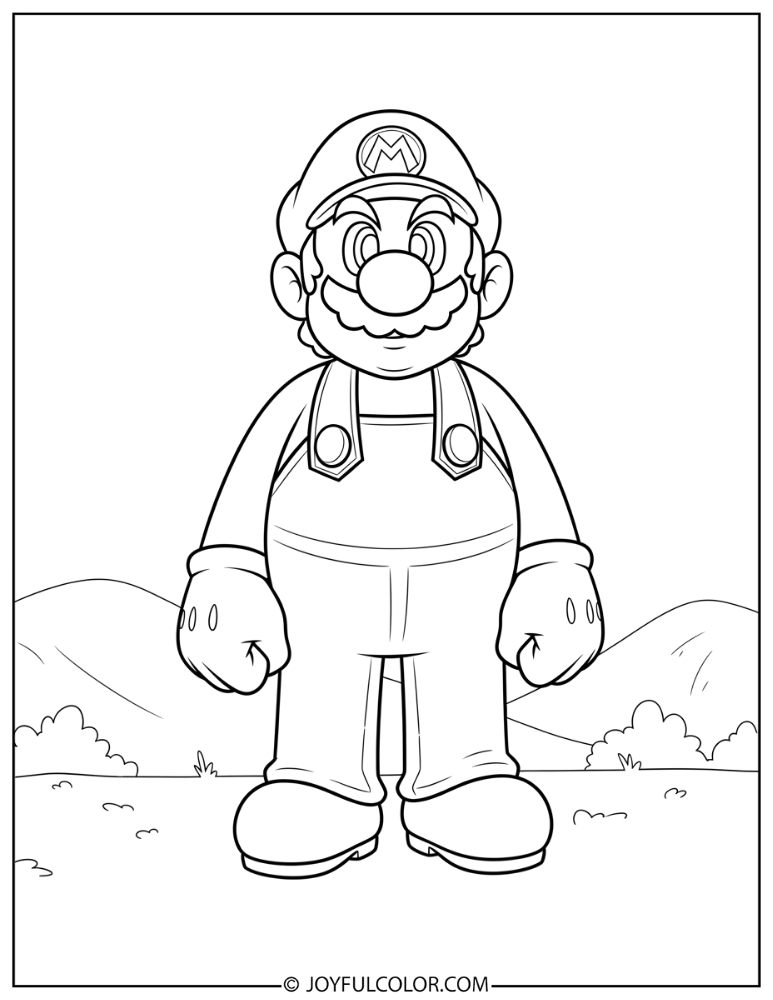 Mario Standing Coloring Page