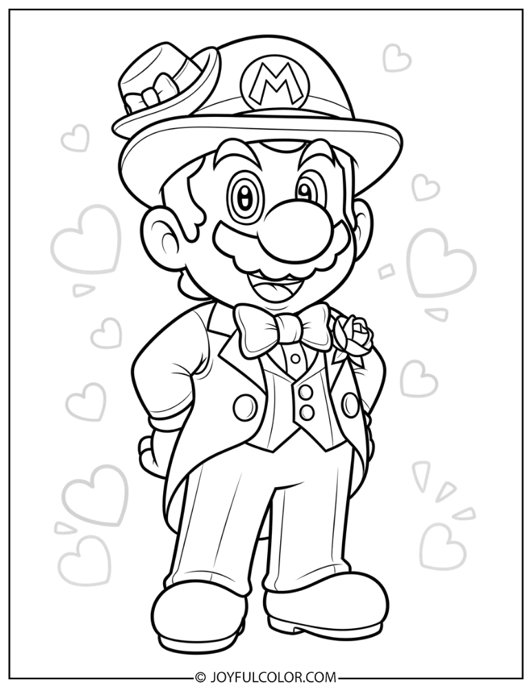 Mario Wedding Outfit Coloring Page