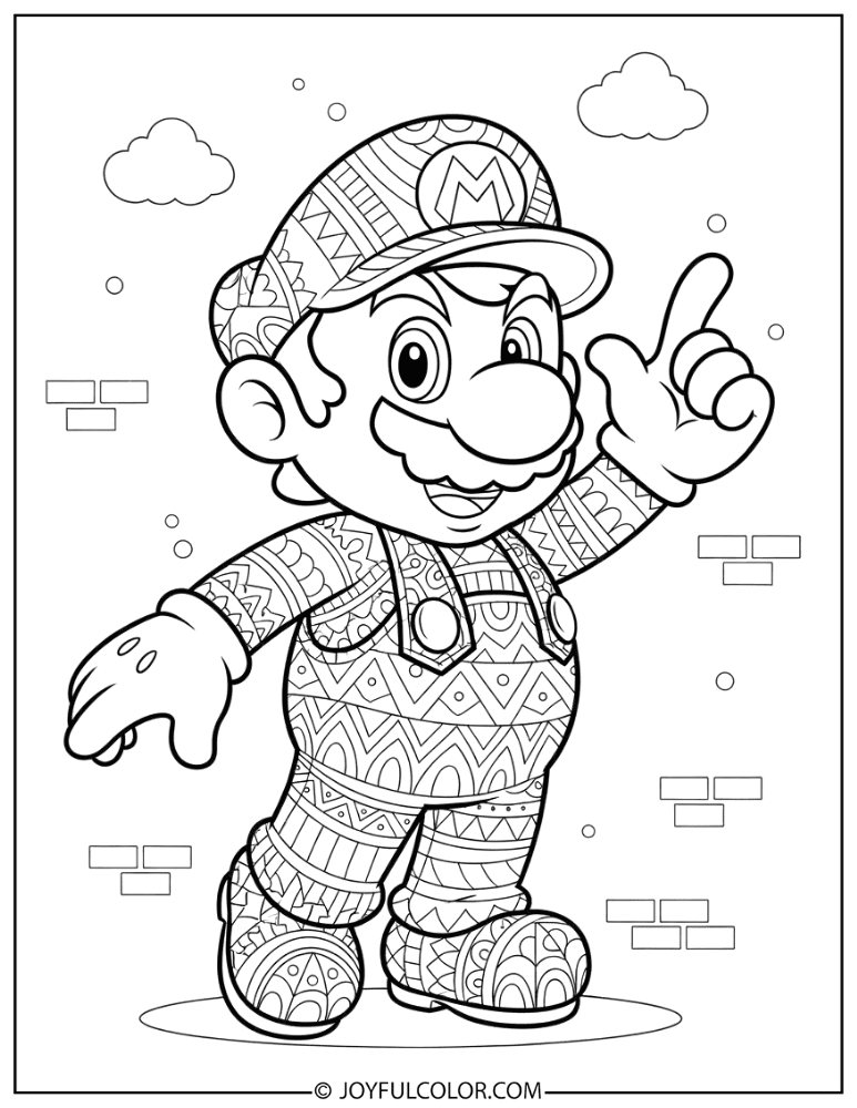 Mario Zentangle Coloring Page