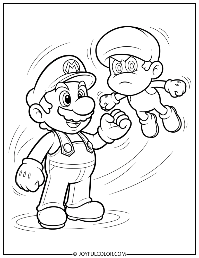 Mario and Cappy Coloring Page