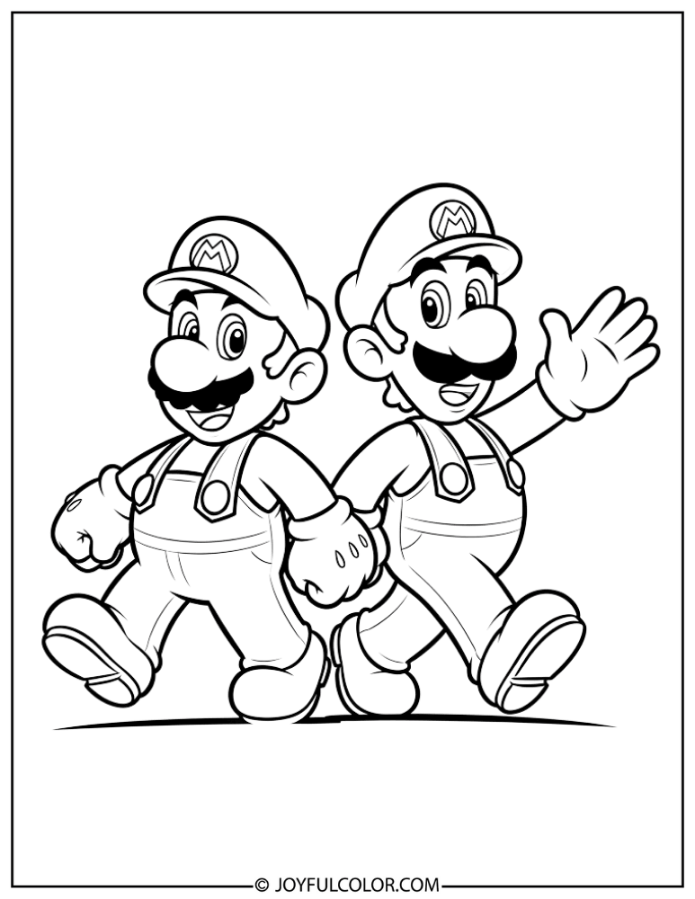 Mario and Luigi Coloring Page 1