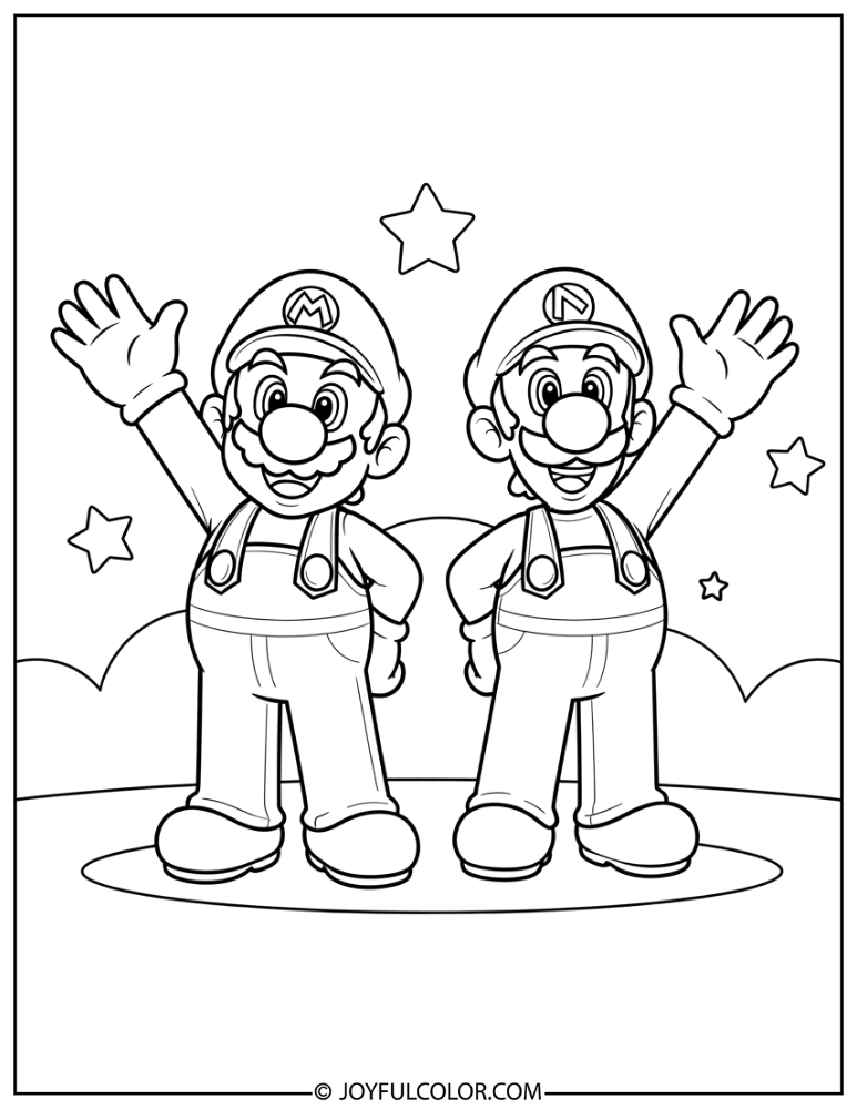 Mario and Luigi Coloring Page 2