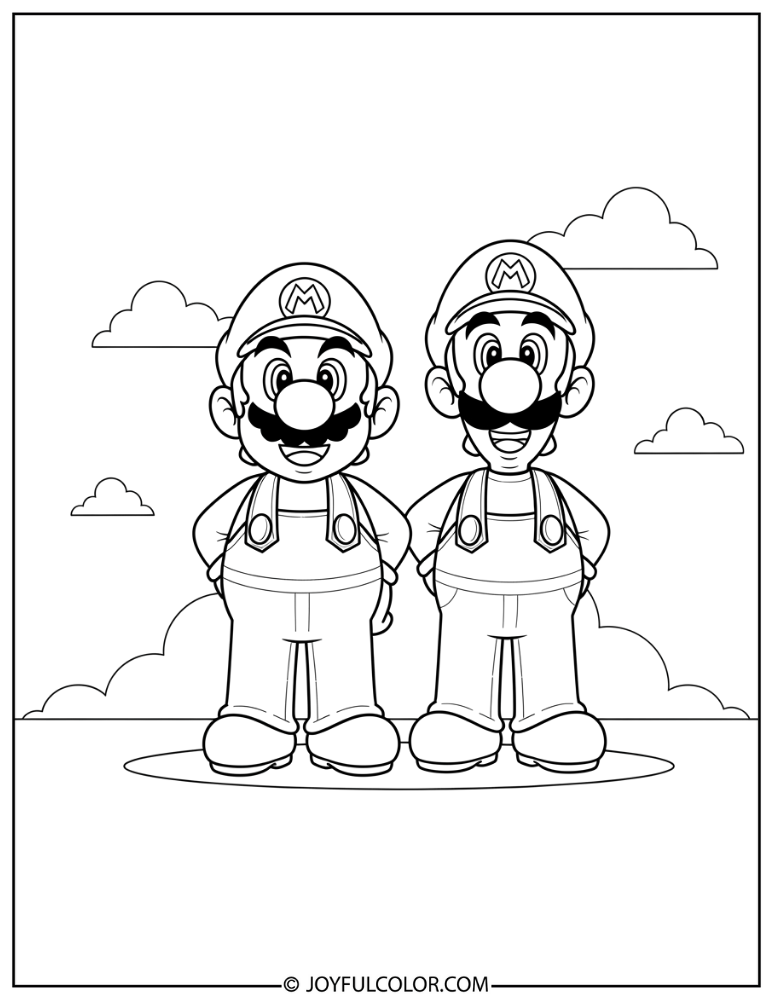 Mario and Luigi Coloring Page