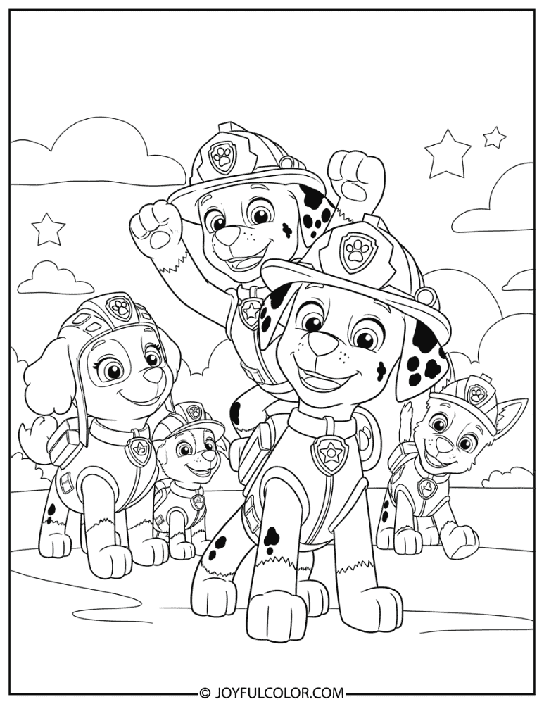 Marshall Celebrating with Friends Coloring Page