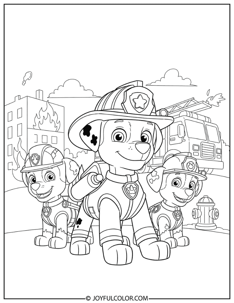 Marshall Firefighter Pup Coloring Page