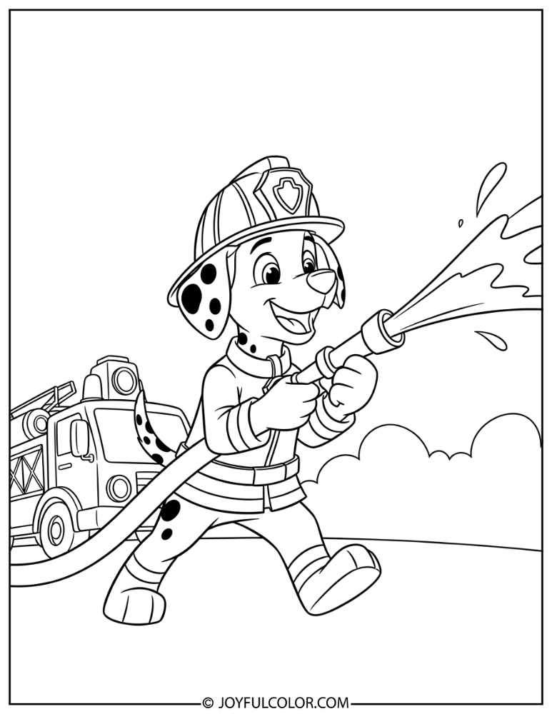 Marshall Spraying Water Hose Coloring Page